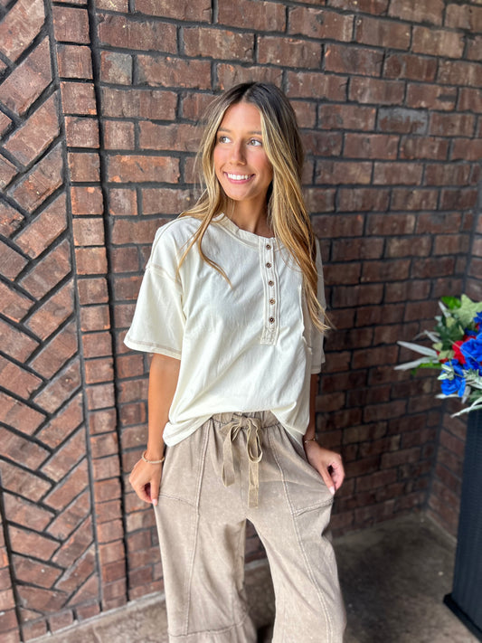 Just Be You Mineral Wash Top - Ivory
