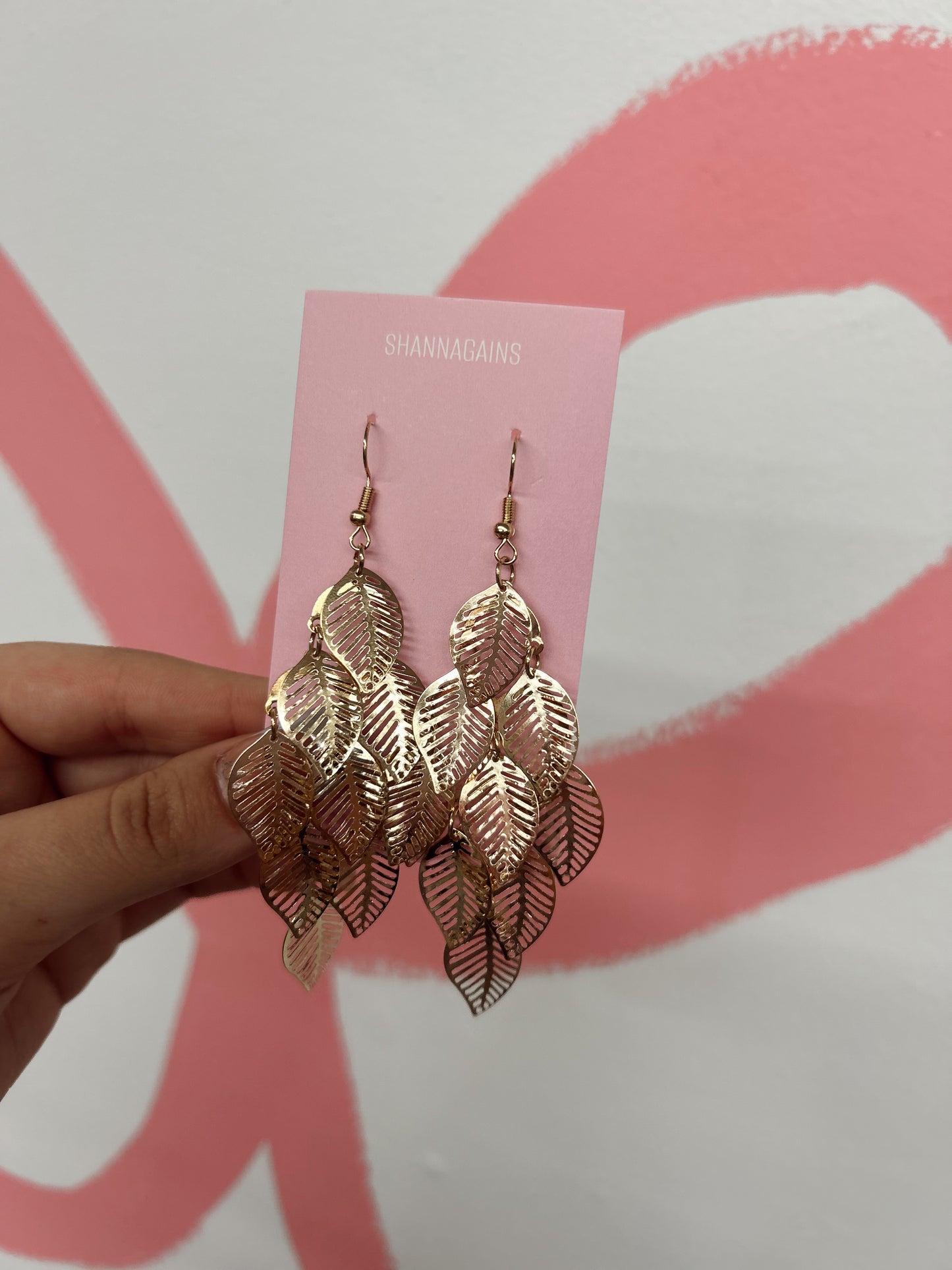 Dangling Diamond Shape Clusters Gold Earrings (5)