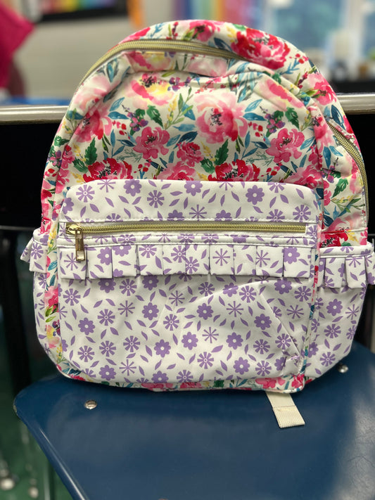 Hot Pink Flower Ruffle Backpack