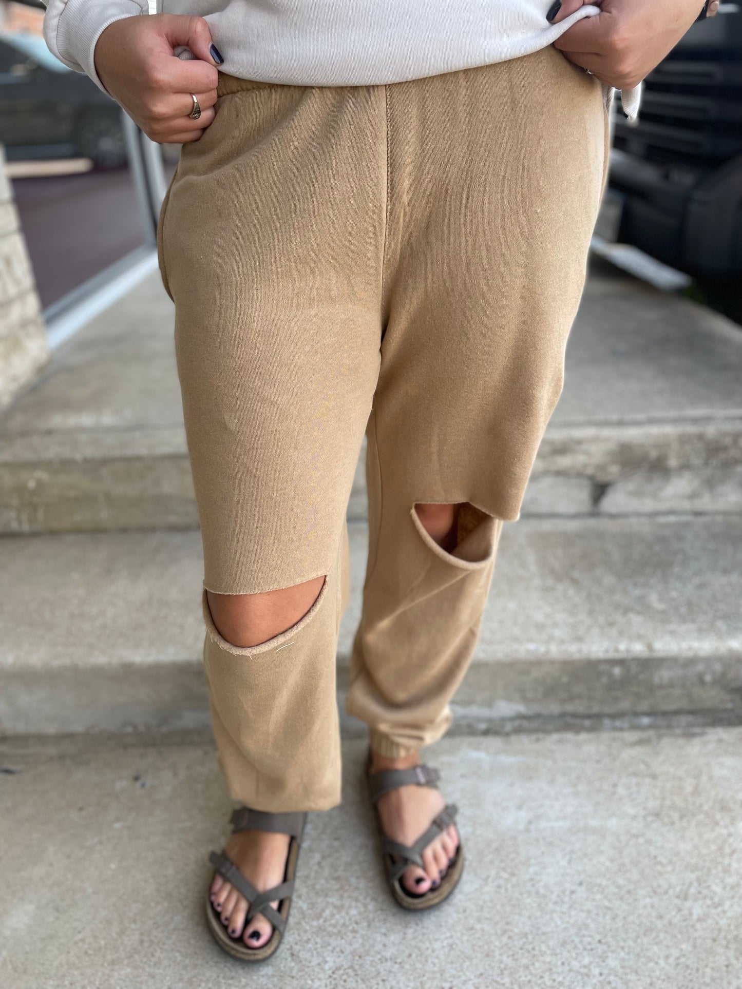 Wish I Could Knee Slit Joggers - 5 Colors