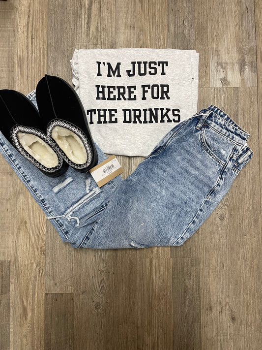 I'm Just Here For The Drinks Graphic Tee - Adult