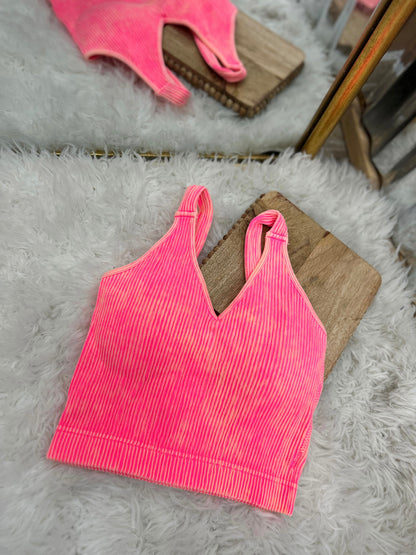 DOORBUSTER Ribbed Bralette - N Coral Fuchsia