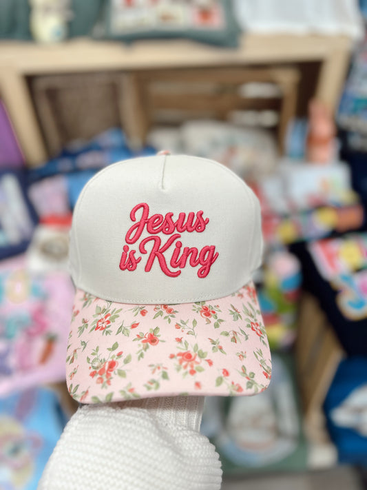 Jesus is King Ball Cap - Floral