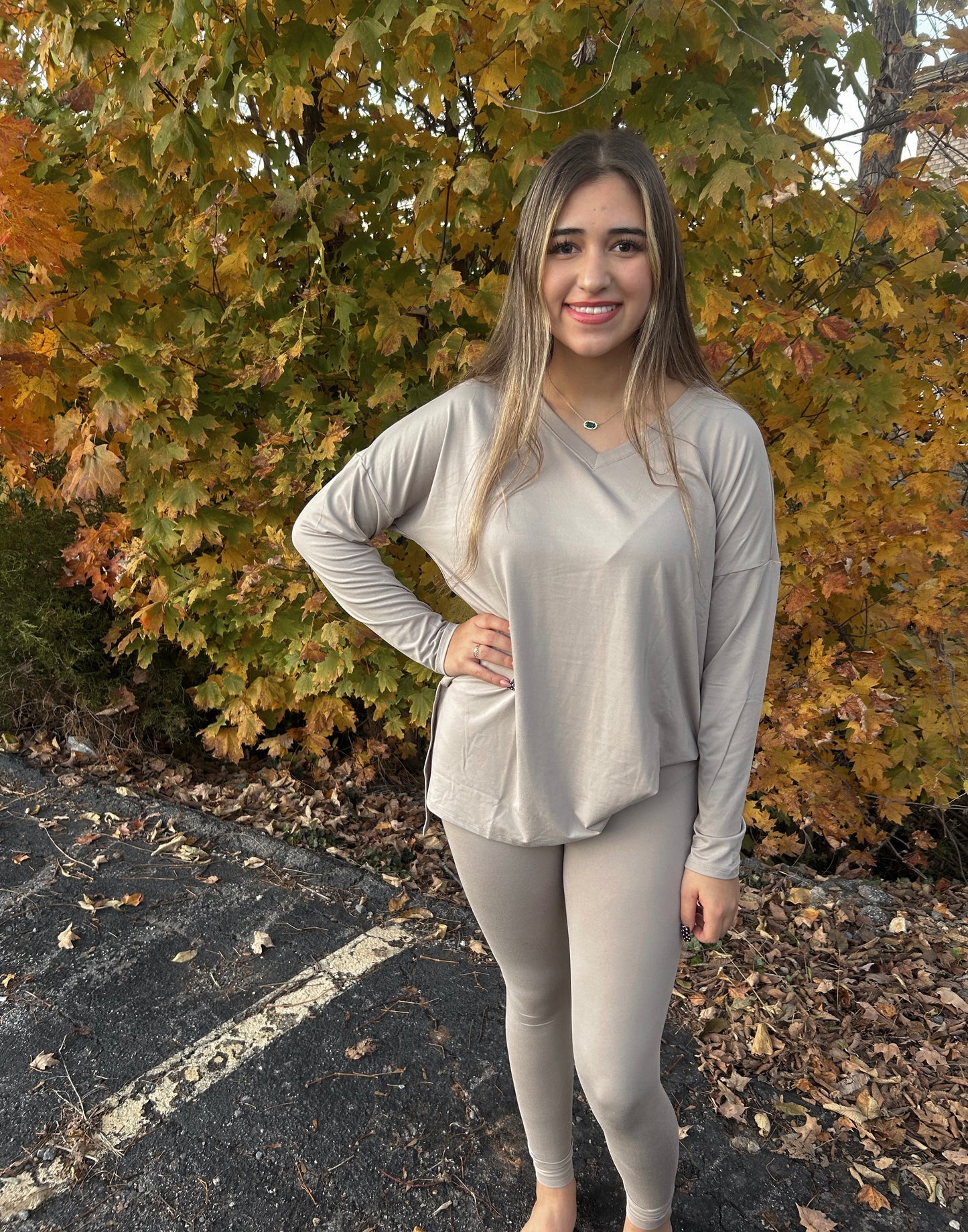 Simply Yours 2 Piece Legging Set - Ash Mocha