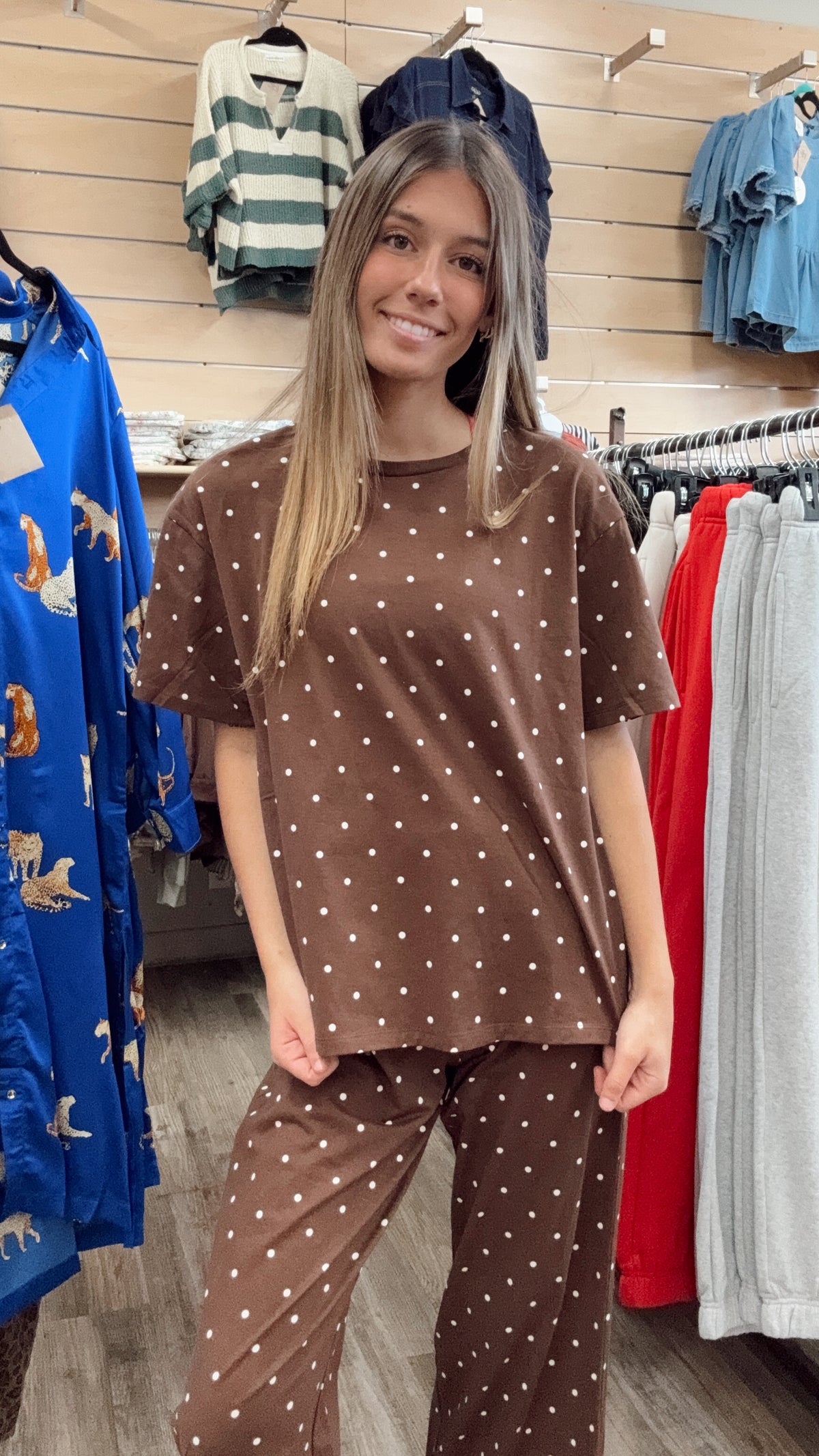 Precious Girl Polka Dot 2 Piece Set - Brown/Ivory