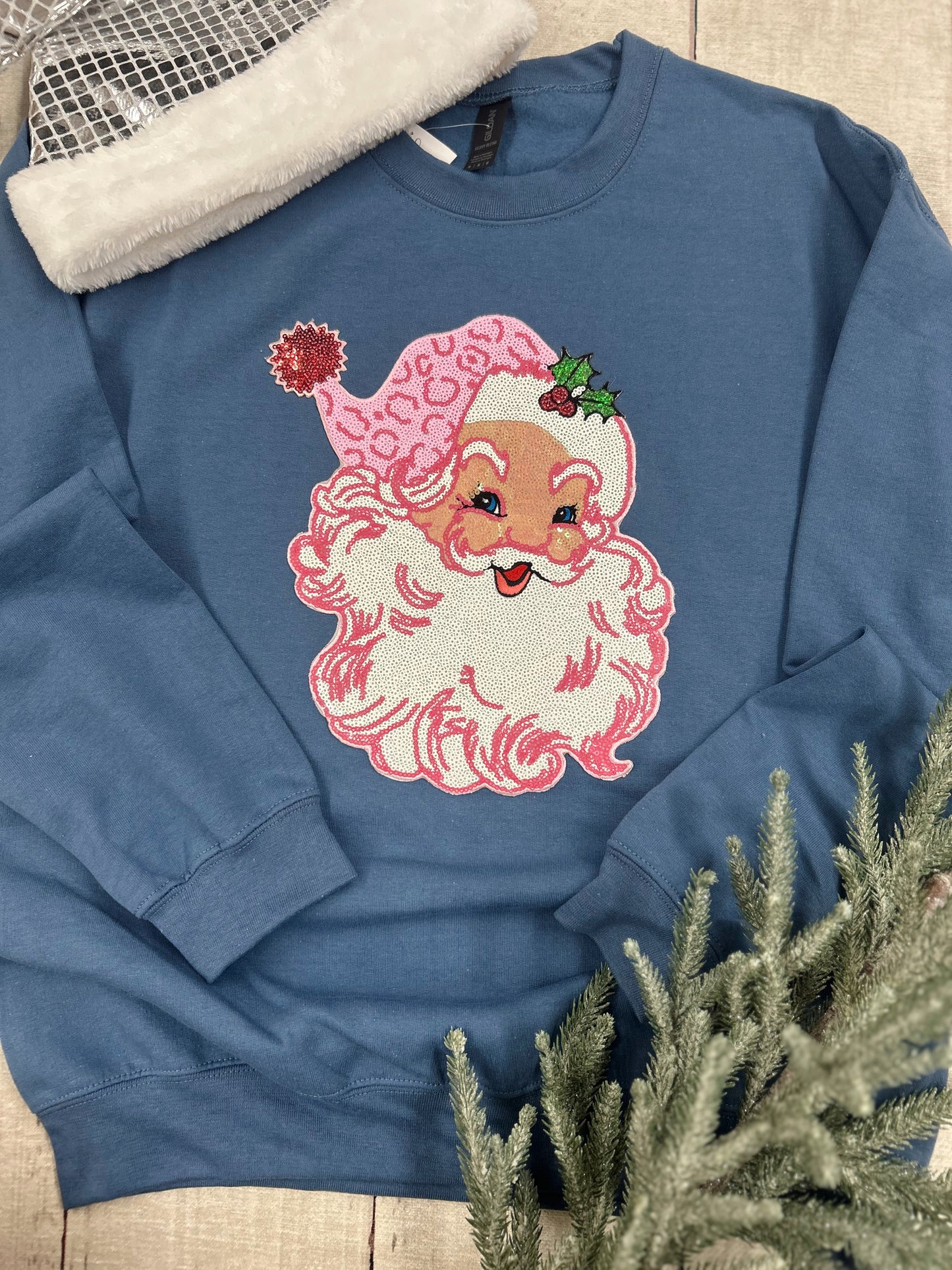 Pink Santa Indigo Sweatshirt
