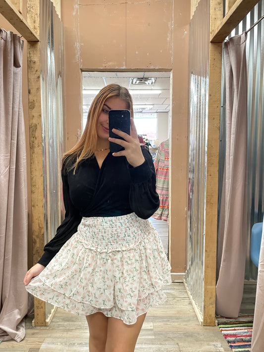On My Time Floral Mini Skirt
