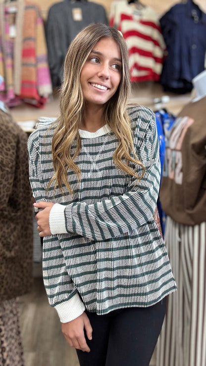 Give Into Me Striped Top - Hunter