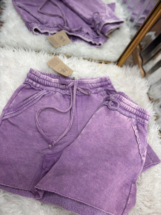 DOORBUSTER Acid Wash Shorts - B Violet