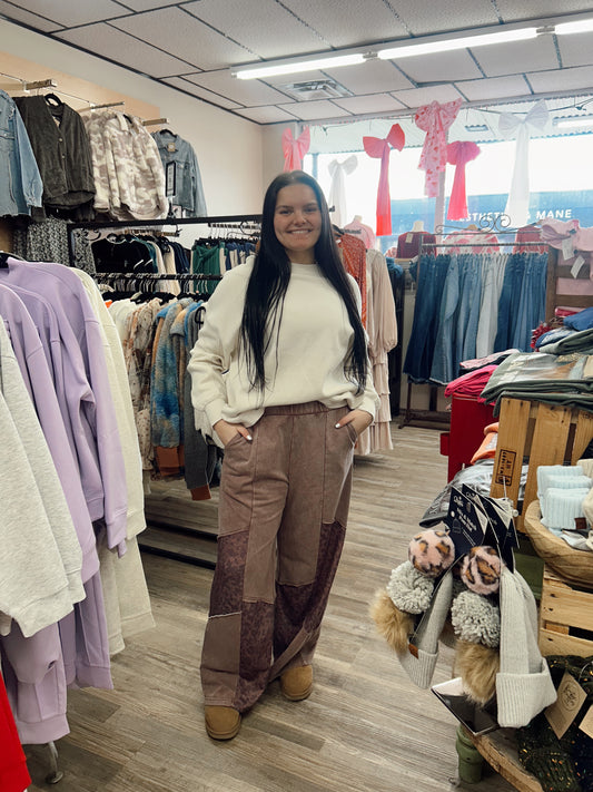 Mixed Emotions Leopard Patchwork Sweatpants