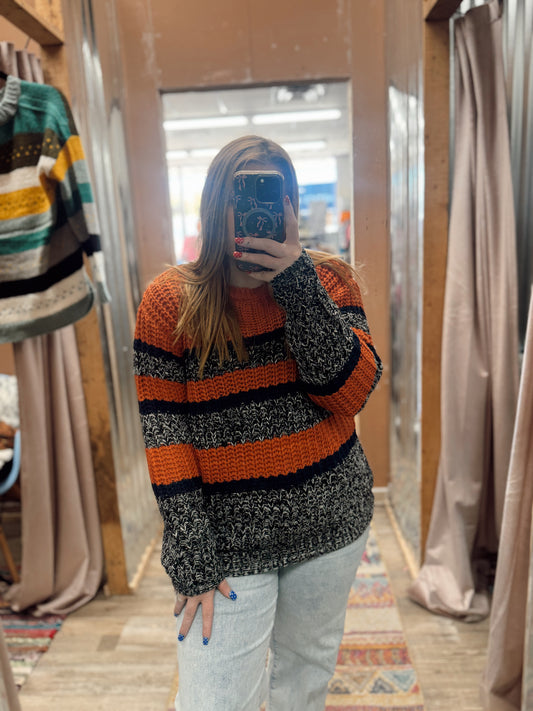 DB - Taupe & Rust Striped Hoodie