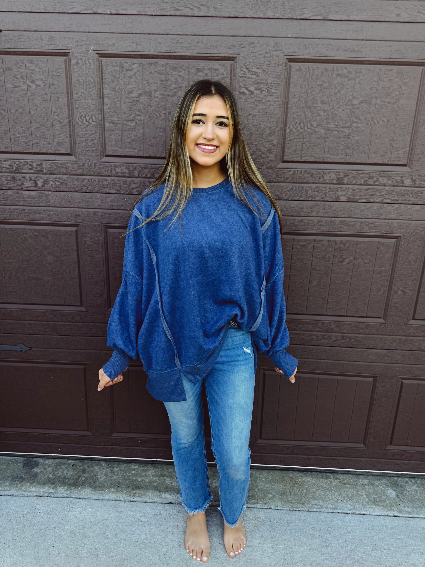 Front Porch Mornings Sweater - Navy