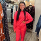 Cozy Up 2 Piece Sweatshirt Set - Hot Pink