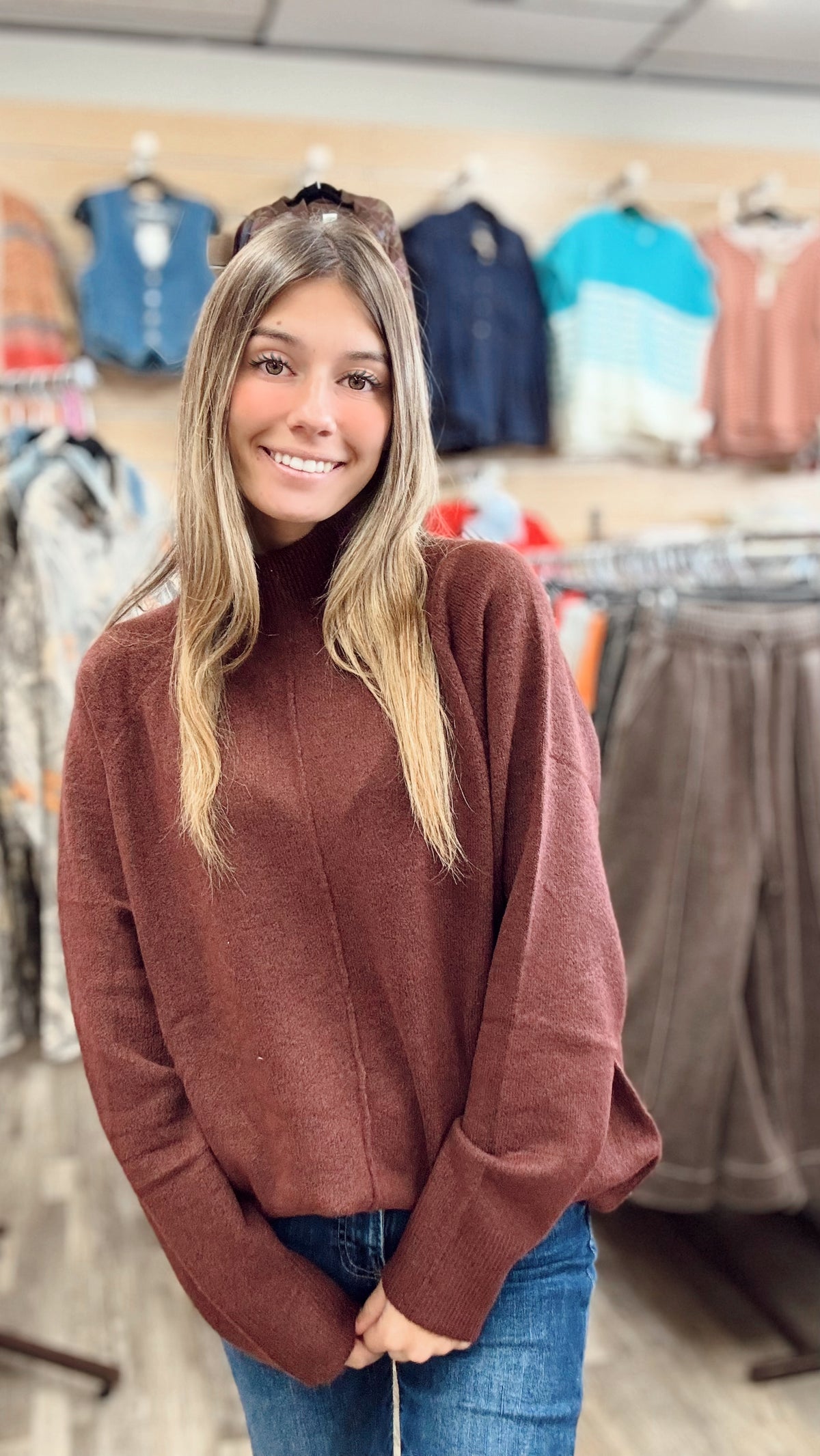 The Real Deal Pullover - Red Wood