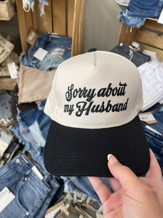 Sorry About My Husband Cap - Black