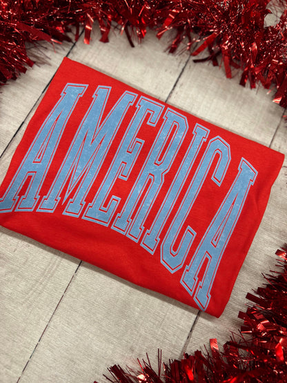 America Blue Ink Graphic Tee