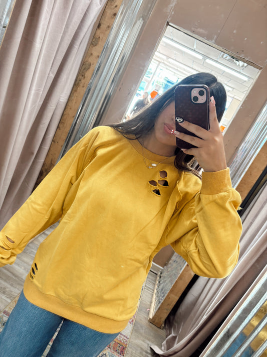 DB - Distressed Mustard Sweatshirt