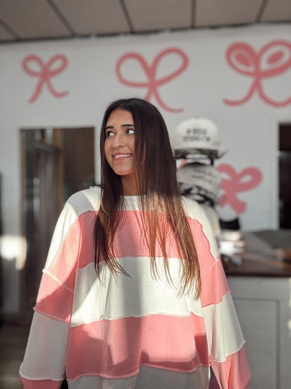 All The Time Striped Top - Hot Pink