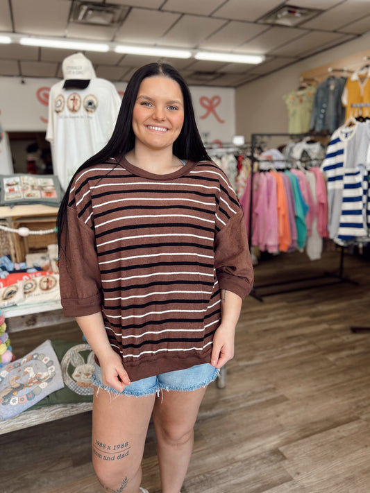 Brown Sugar Striped Top