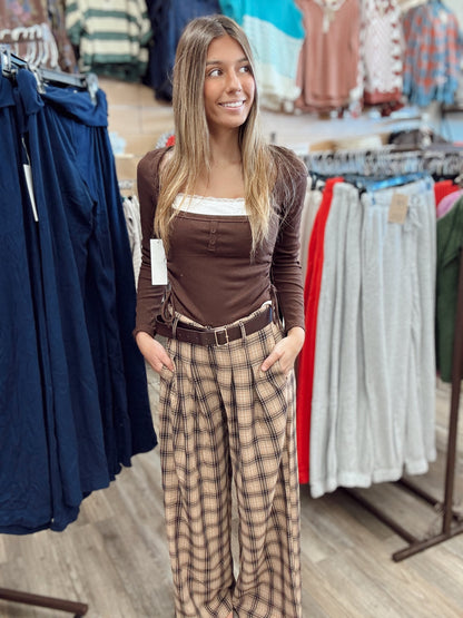 Leaves Are Falling Plaid Pants