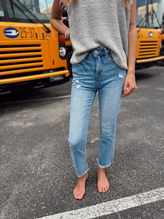 Nicole Light Wash Denim Cropped Jeans