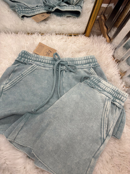 DOORBUSTER Acid Wash Shorts - Ash Blue