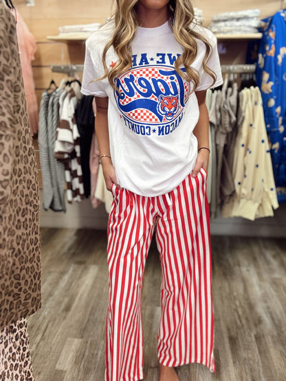 Gameday Striped Pants - Ruby