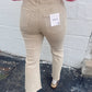 Becky Acid Wash Denim Cropped Jeans - Sand Beige