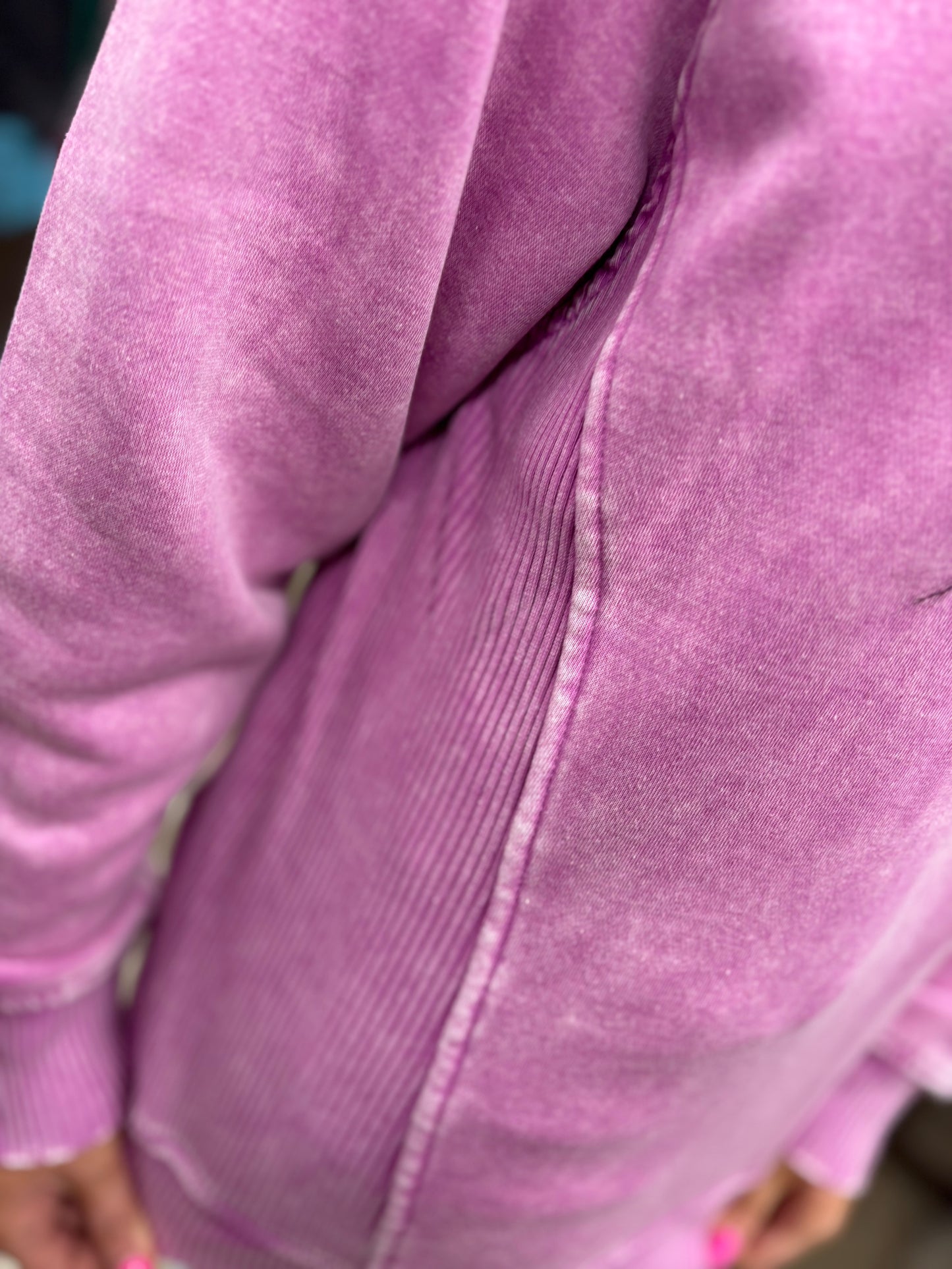 Warm Me Up Acid Wash Crewneck - Mauve