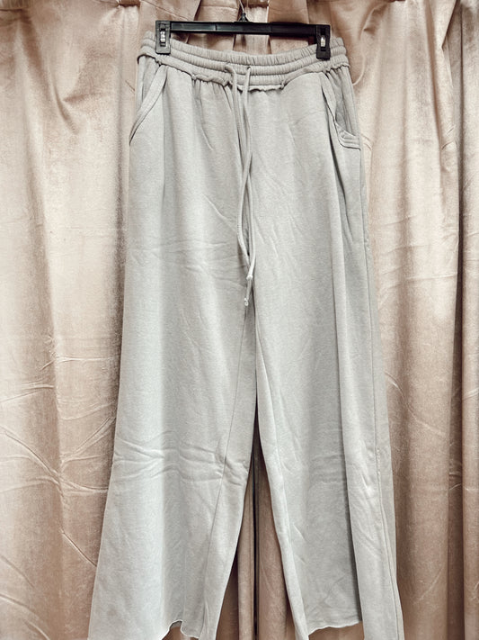 Fleece Wide Leg Sweatpants - Heather Grey