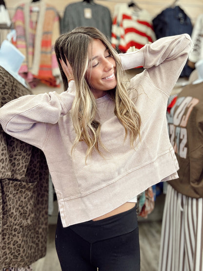 Fallin' For You Corded Sweatshirt - Light Mocha