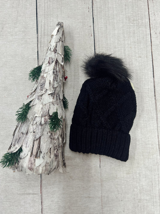 Thick Cable Knit Fleece Lined Beanie - Black