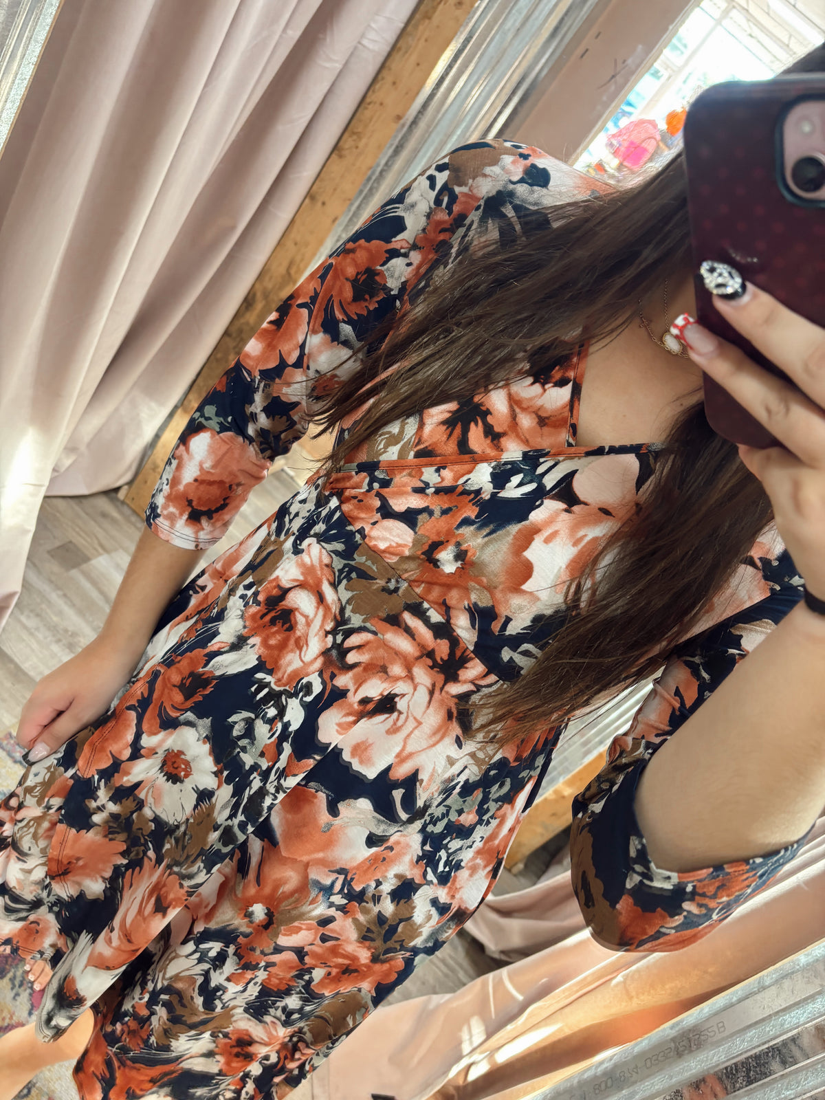 DB - Navy Floral Wrap Dress