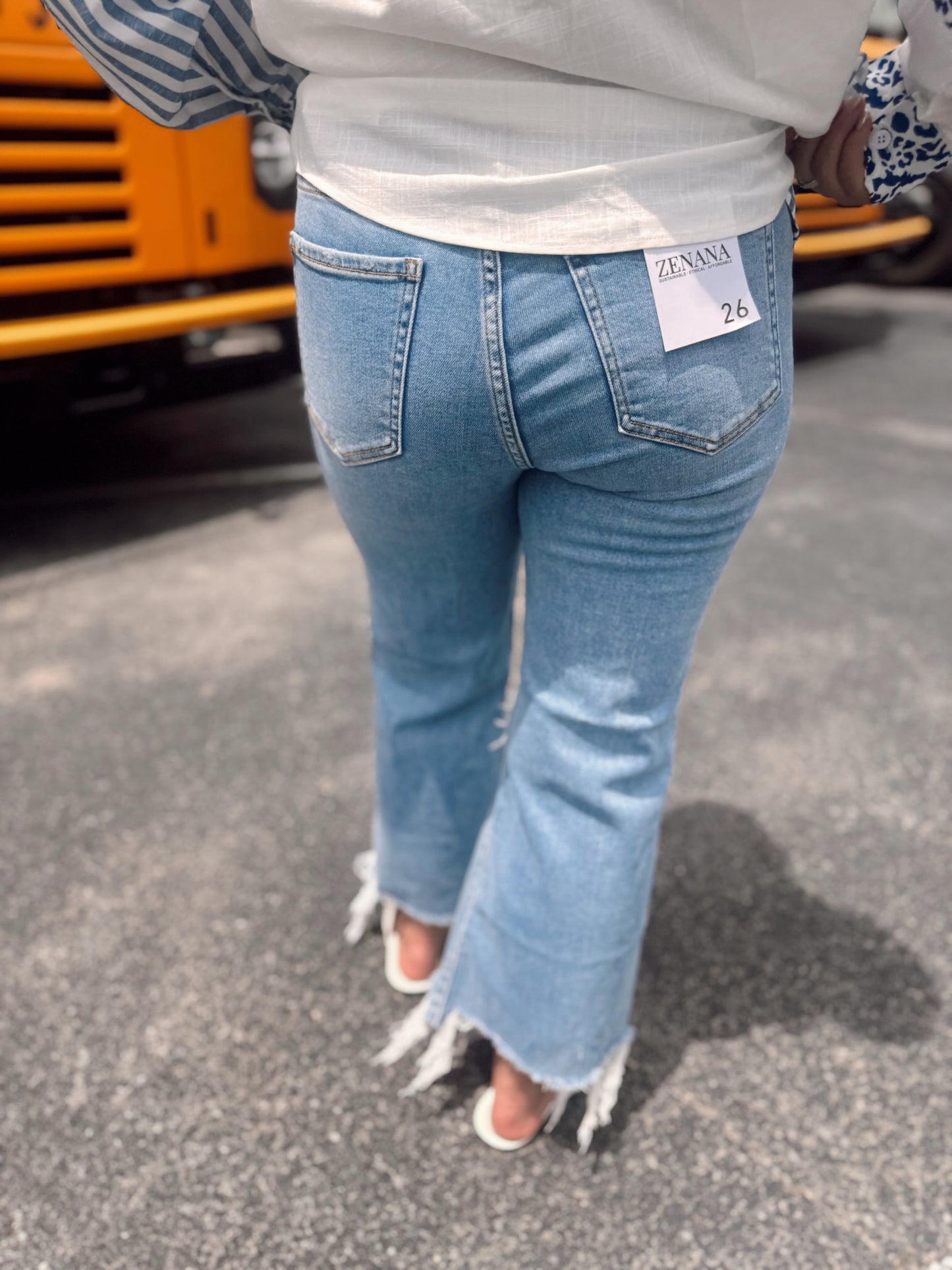 Michelle Cropped Distressed Flares