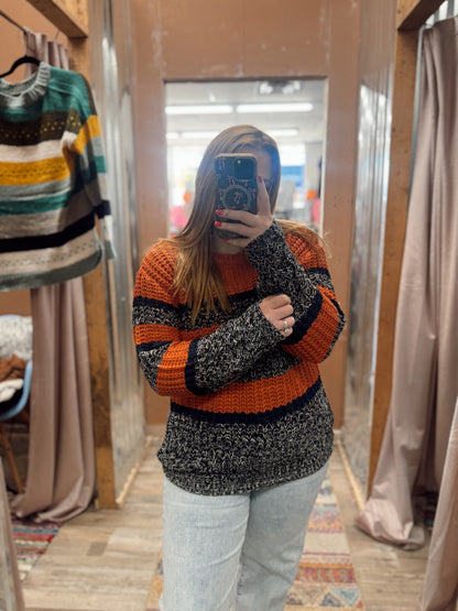 DB - Taupe & Rust Striped Hoodie