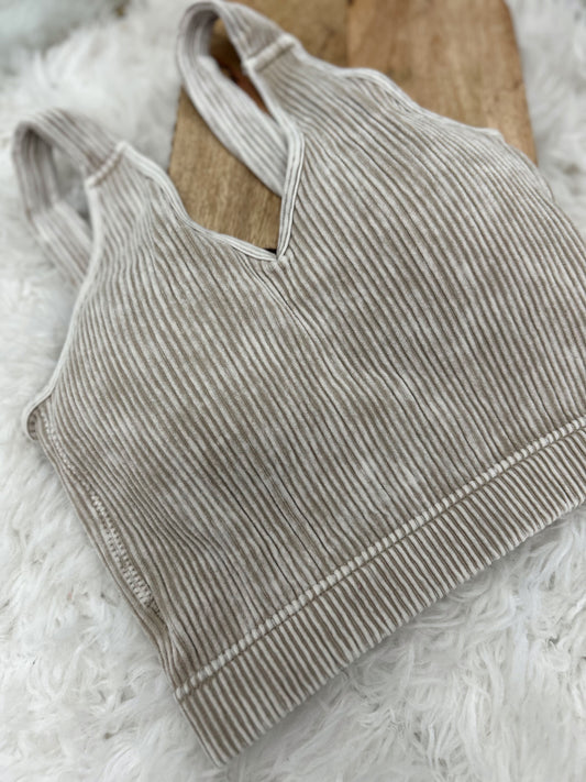 DOORBUSTER Ribbed Bralette - Ash Mocha