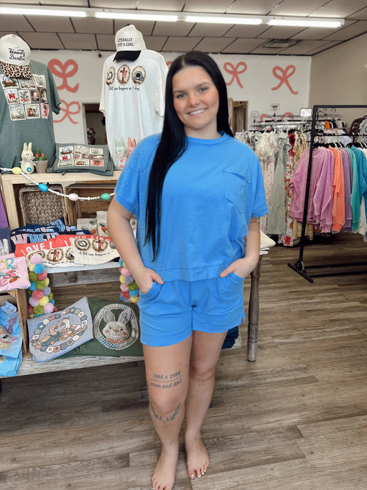 Boardwalk Babe 2 Piece Set - Cornflower Blue