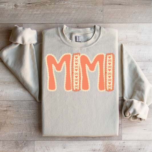 Custom Name Hearts Cream & Orange Lace Graphic Tee