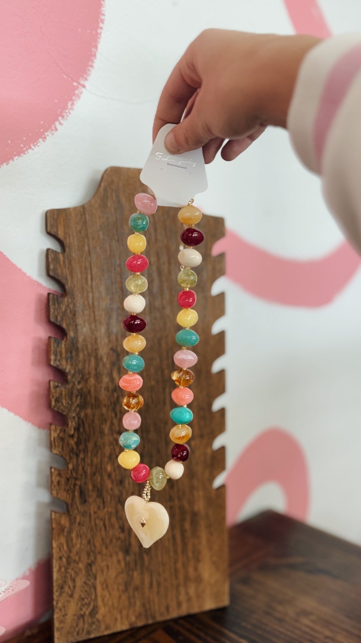 Mosaic Heart Beaded Necklace