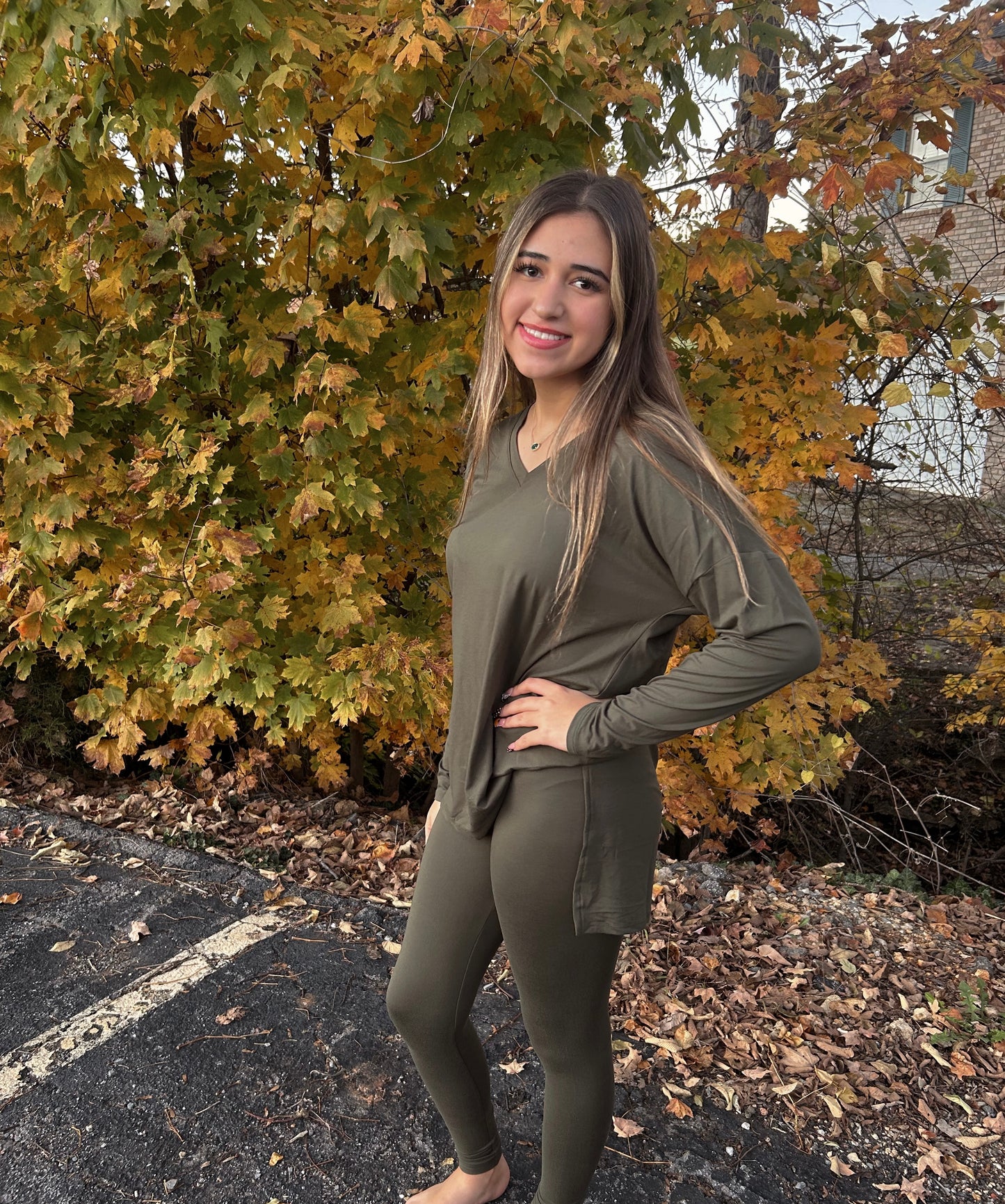 Simply Yours 2 Piece Legging Set - Dk Olive