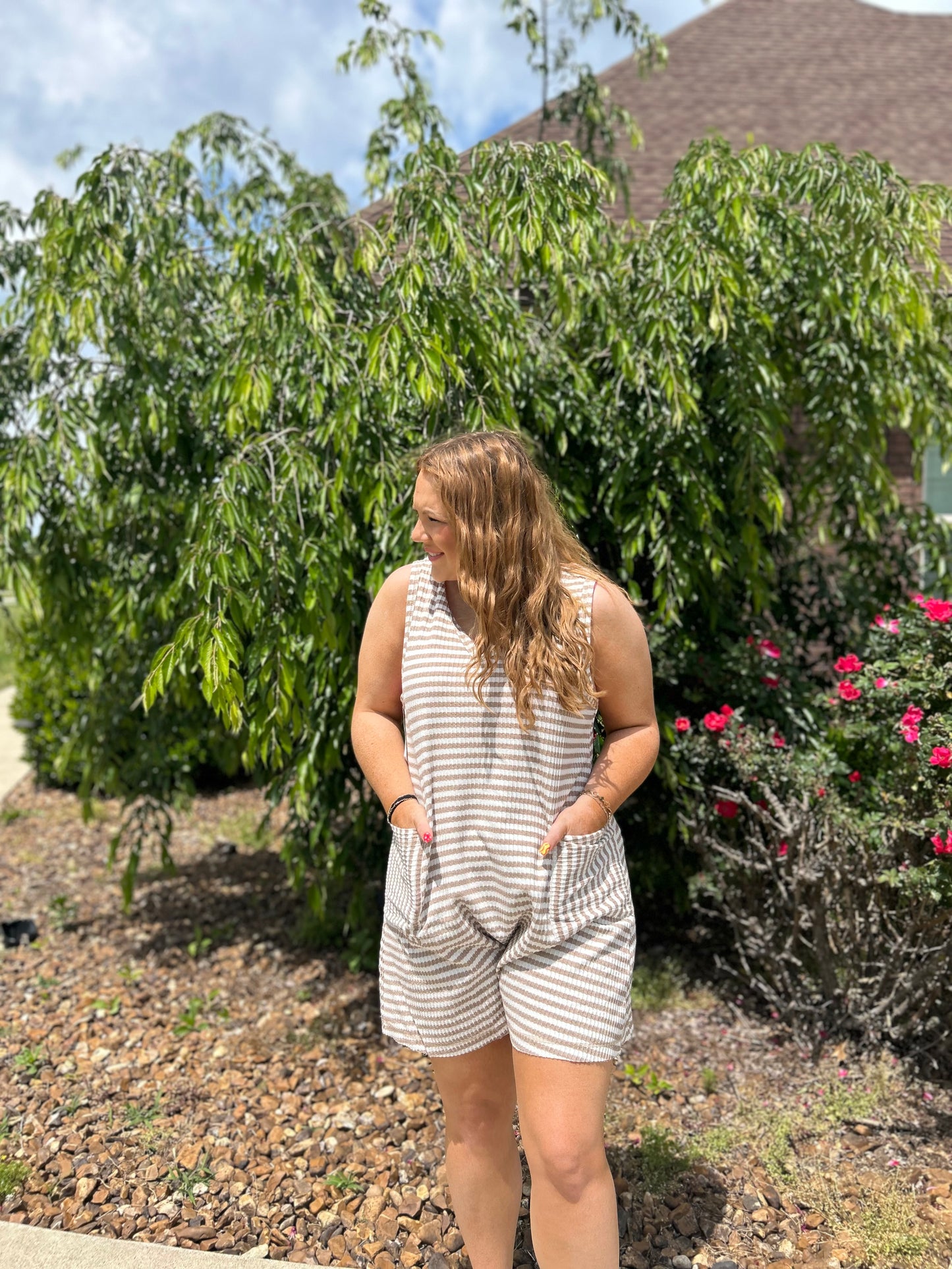 Thrill of The Day Romper - Taupe