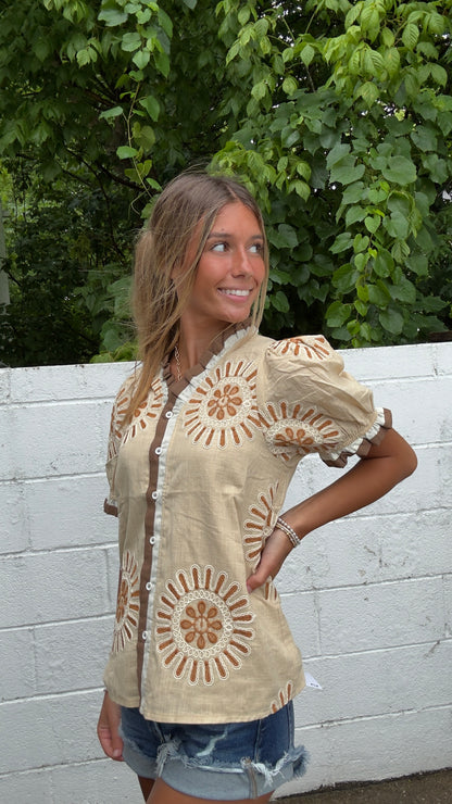 Desert Bloom Button Down Top