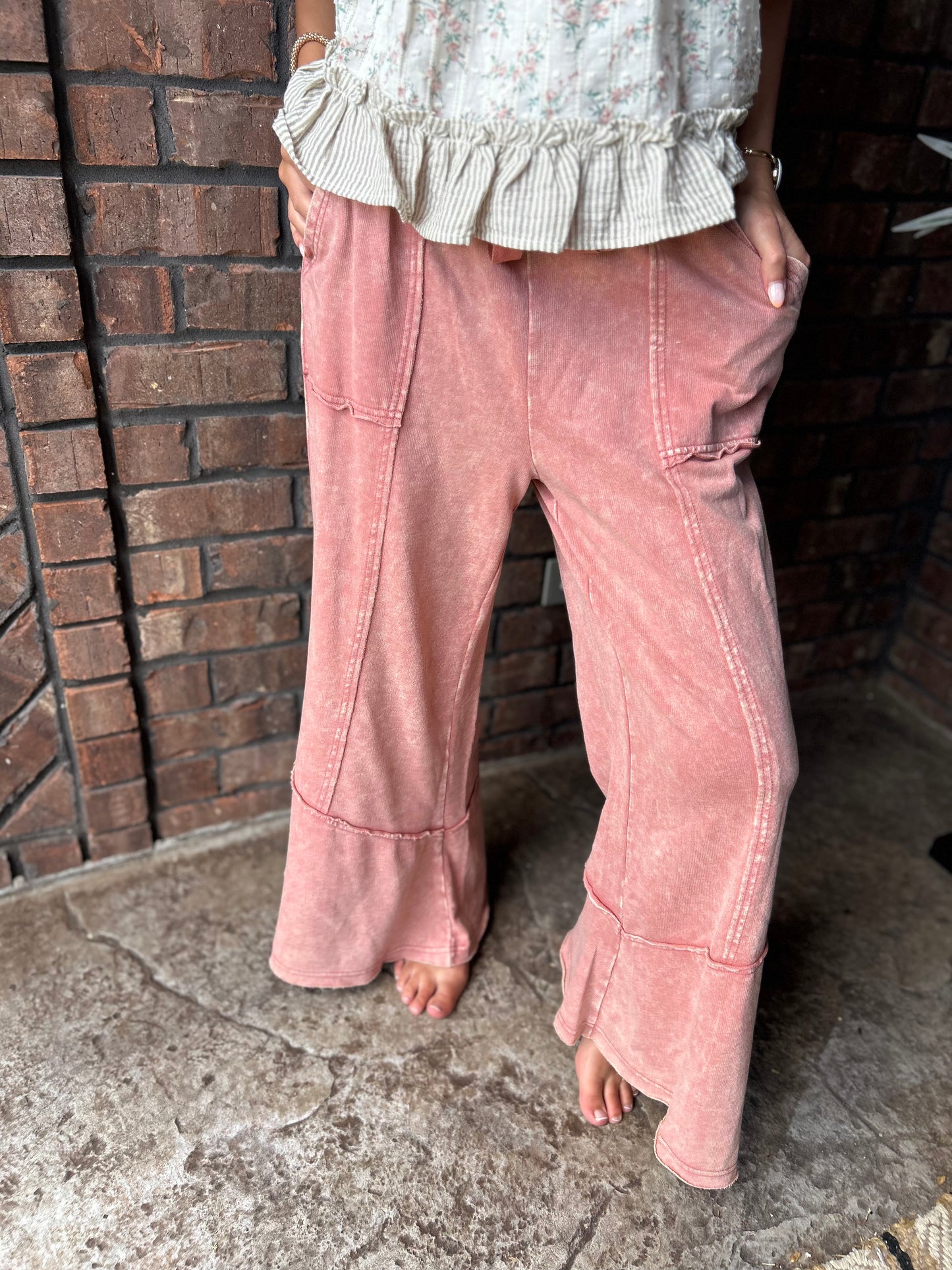 Talk Sweet To Me Flare Pants - Winter Rose