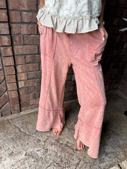 Talk Sweet To Me Flare Pants - Winter Rose