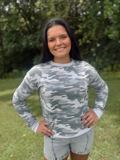 What About It Camo Crewneck