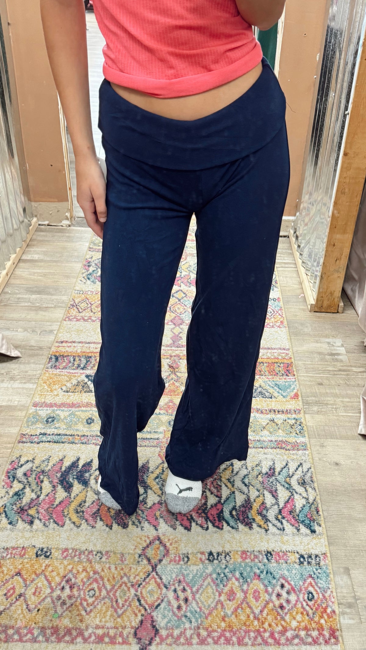 Wrong Turn Fold Over Pants - Navy
