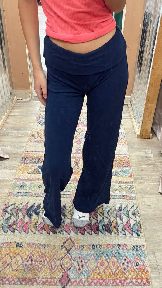 Wrong Turn Fold Over Pants - Navy