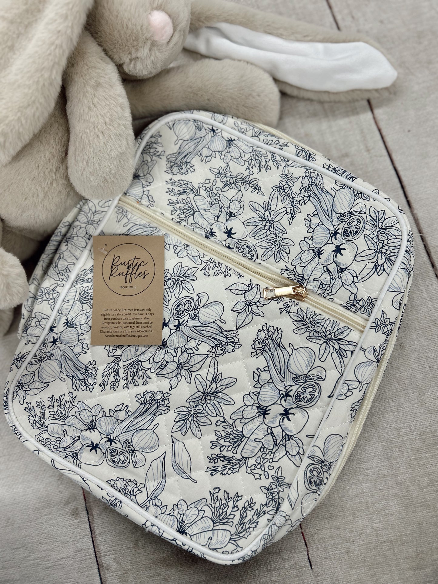 Bible Cover Case - White Navy Floral