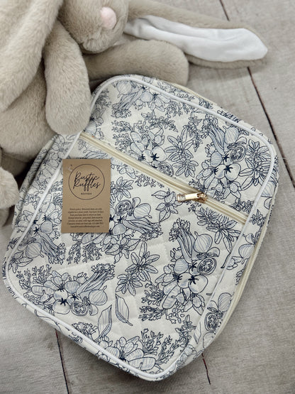 Bible Cover Case - White Navy Floral