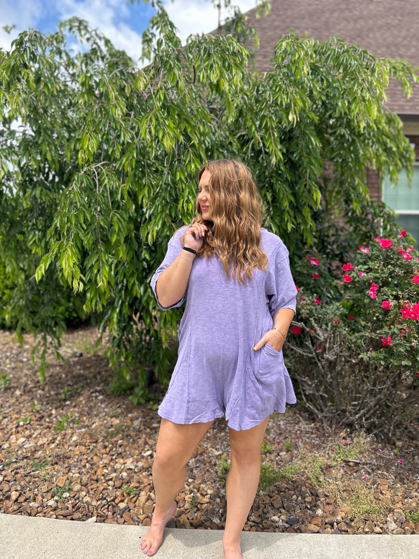 It's On Mineral Wash Romper - Lavender